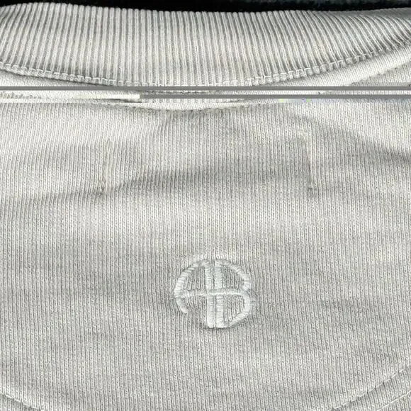 Anine Bing Muse Sz S Tiger Sweatshirt Beige Fleece Pullover Glam Minimalist Art - Picture 12 of 13